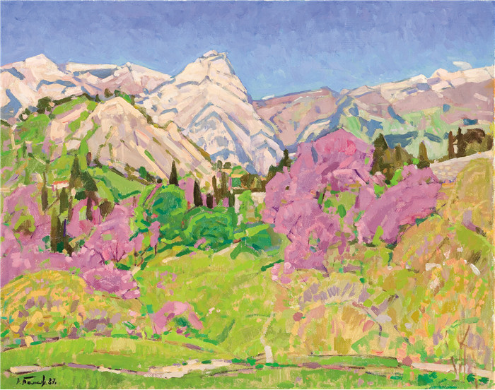 尼古拉·蒂姆科夫 (Nikolai Timkov)油画-克里美阿山脉，1987年