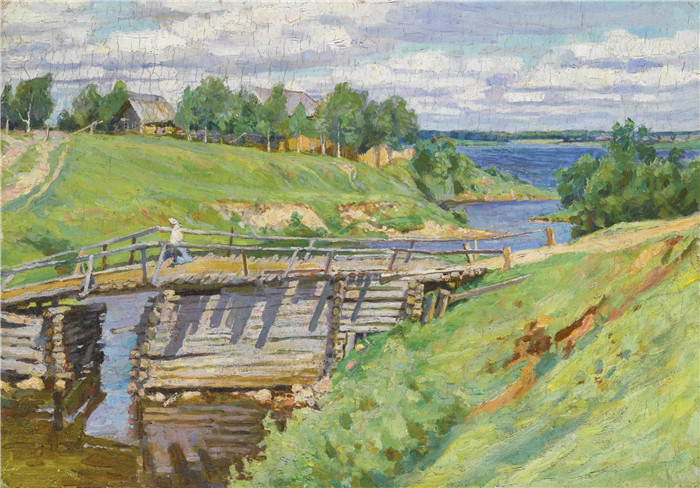 谢尔盖·维诺格拉多夫(Sergey Vinogradov)作品-有桥的河流景观