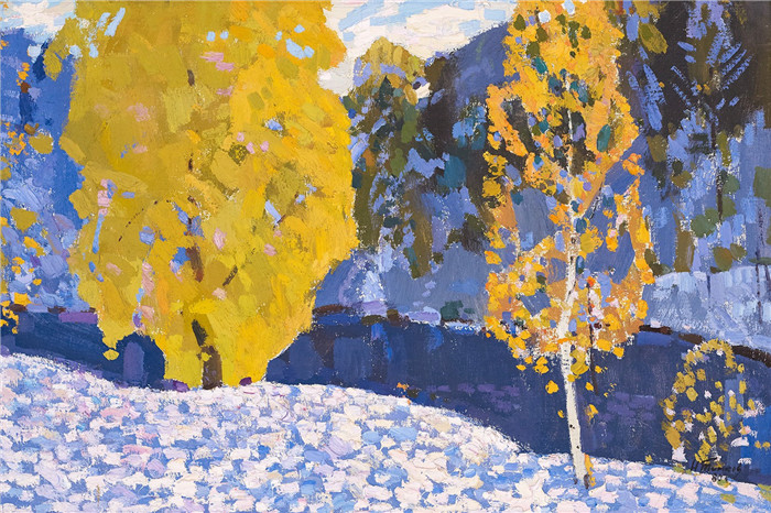 尼古拉·蒂姆科夫 (Nikolai Timkov)油画-《第一场雪》，1980年
