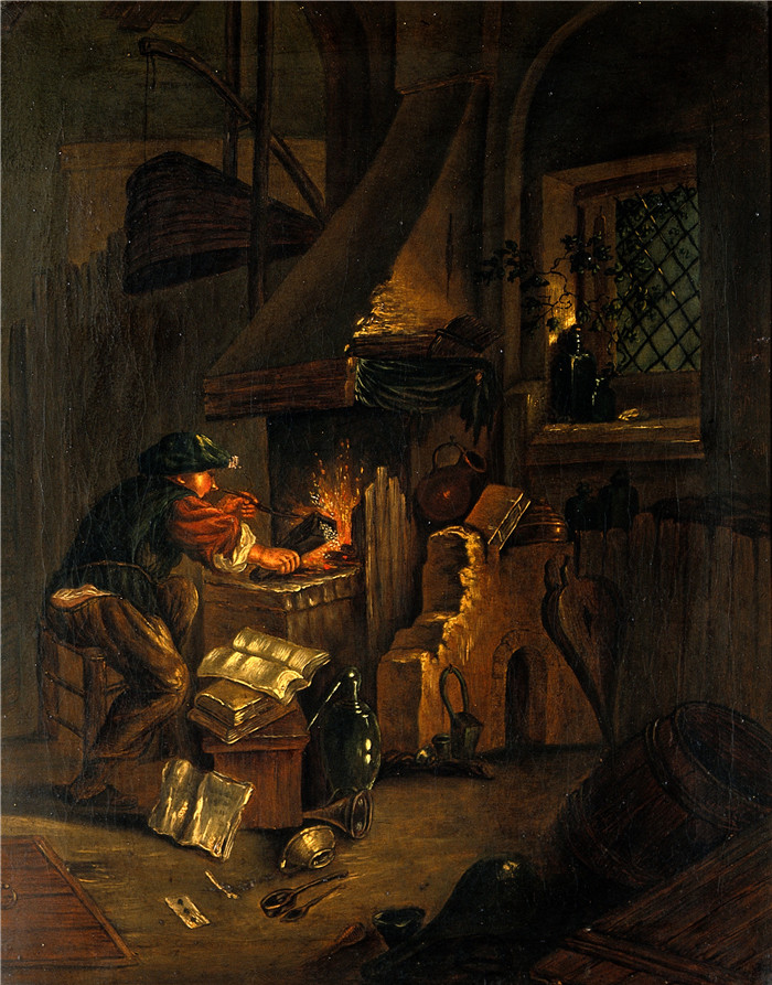 阿德里亚恩·范·奥斯塔德 (Adriaen van Ostade)作品-实验室里的炼金术士