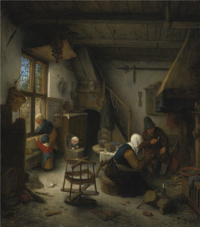 阿德里亚恩·范·奥斯塔德 (Adriaen van Ostade)作品-农民家庭在饭后
