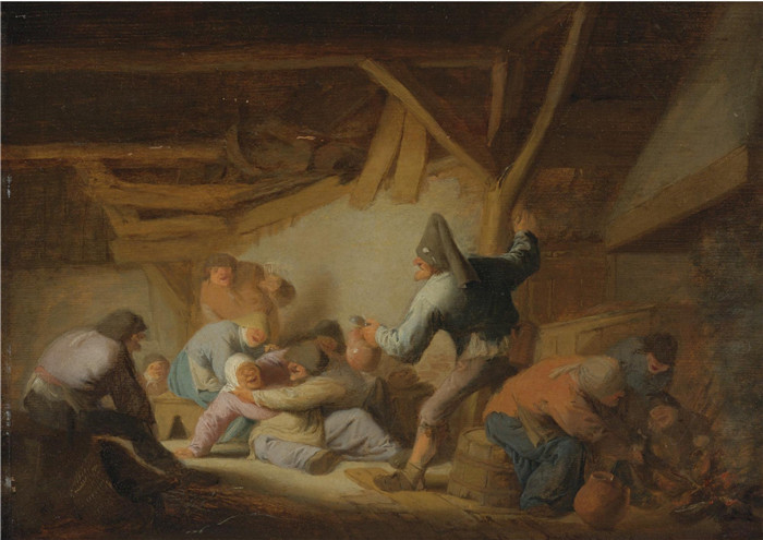 阿德里亚恩·范·奥斯塔德 (Adriaen van Ostade)作品-酒馆里的农民争吵