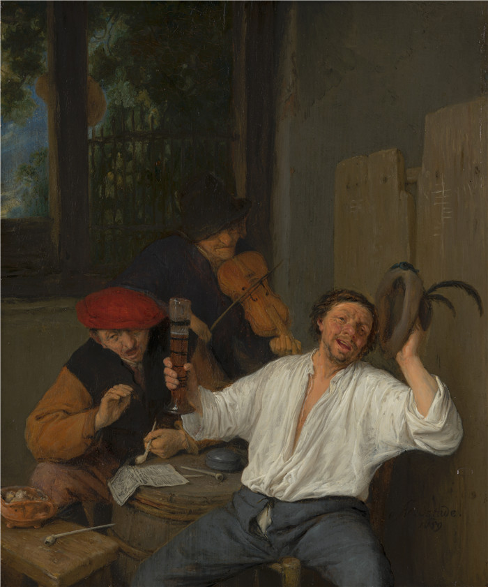 阿德里亚恩·范·奥斯塔德 (Adriaen van Ostade)作品-快乐的饮酒者