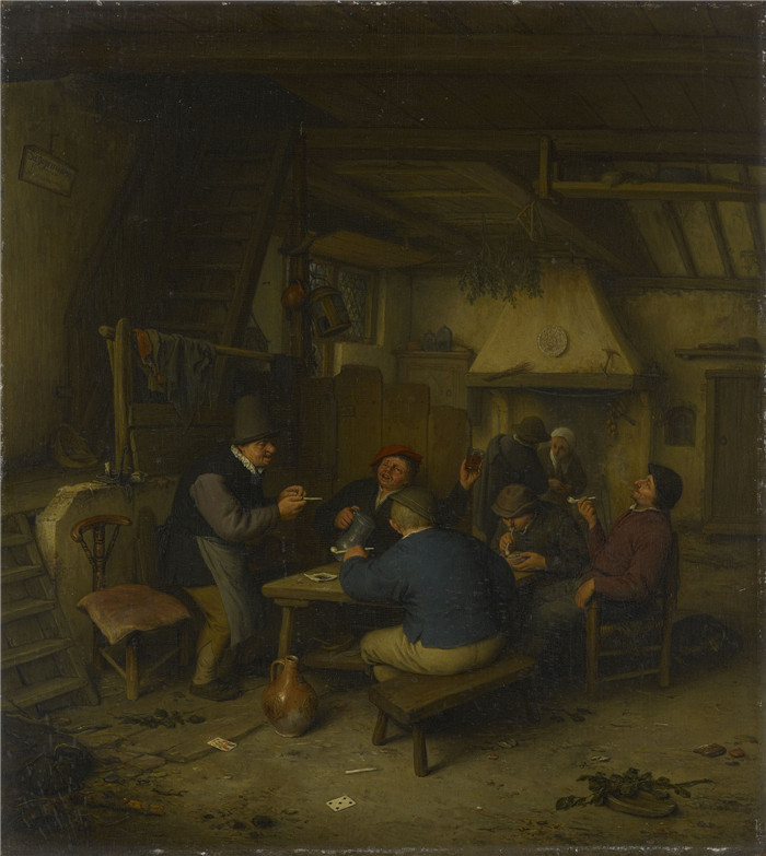 阿德里亚恩·范·奥斯塔德 (Adriaen van Ostade)作品-酒馆里的农民