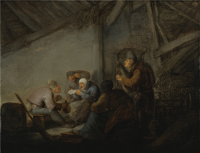 阿德里亚恩·范·奥斯塔德 (Adriaen van Ostade)作品-农民,酒馆