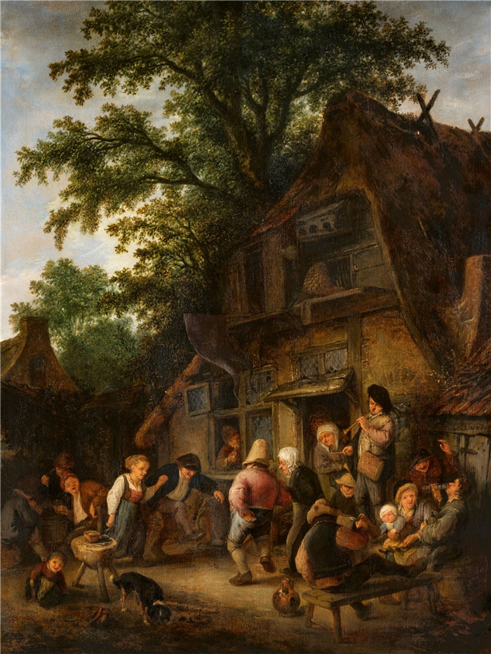 阿德里亚恩·范·奥斯塔德 (Adriaen van Ostade)作品-酒馆的农民舞蹈