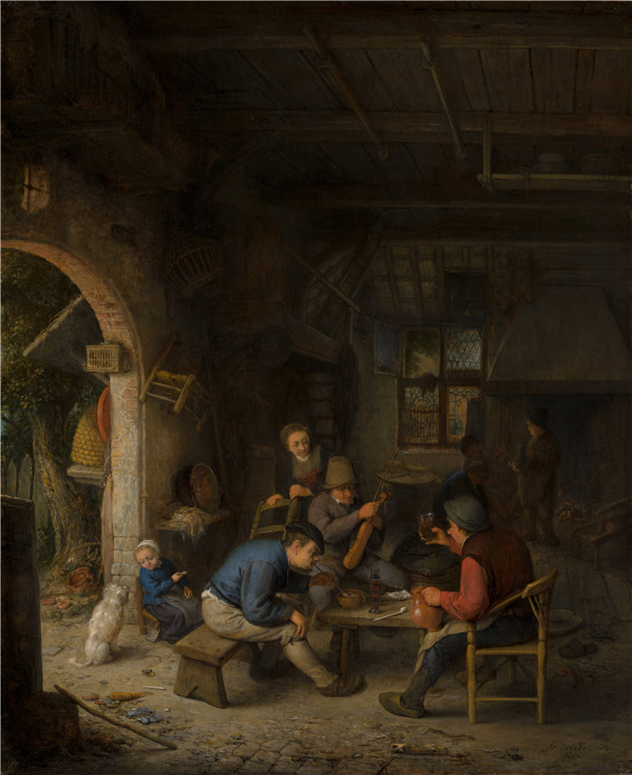 阿德里亚恩·范·奥斯塔德 (Adriaen van Ostade)作品-农民在旅馆
