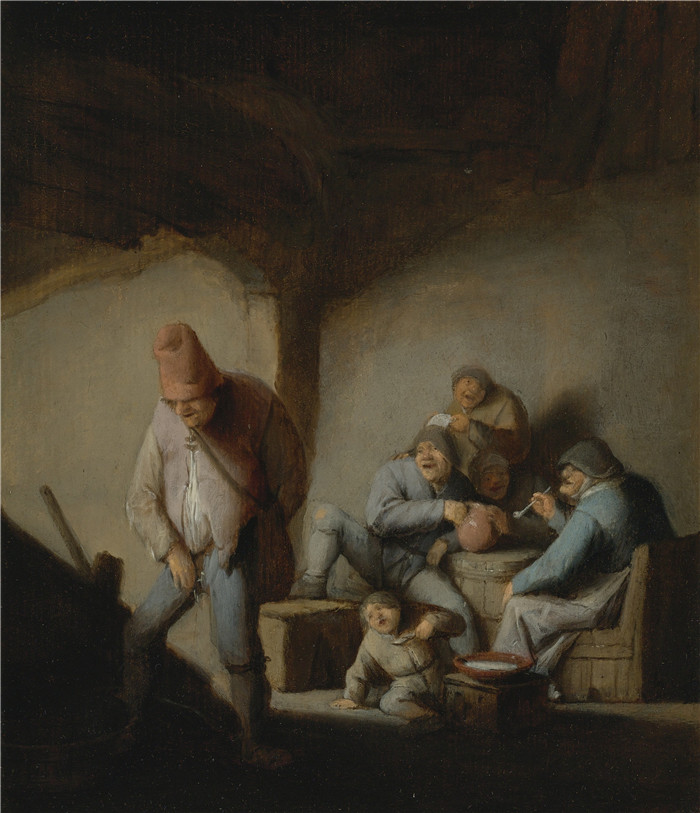 阿德里亚恩·范·奥斯塔德 (Adriaen van Ostade)作品-客栈内部的农民