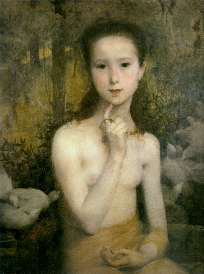 伊丽莎·维斯康蒂（Eliseu Visconti）作品-坐着的女孩