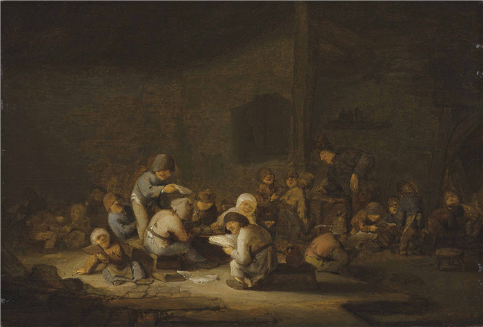 阿德里亚恩·范·奥斯塔德 (Adriaen van Ostade)作品-乡村教室的内部