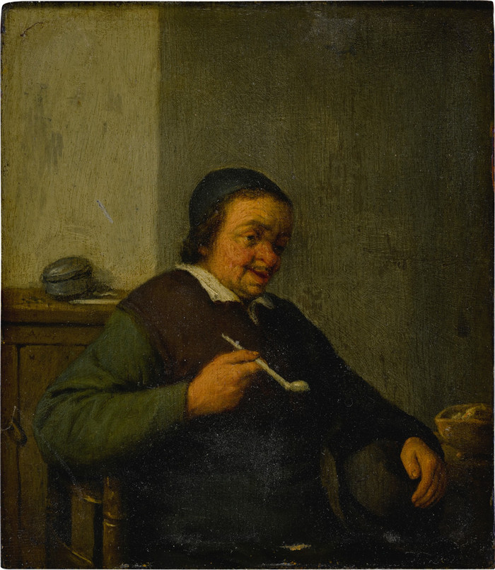 阿德里亚恩·范·奥斯塔德 (Adriaen van Ostade)作品-在室内吸烟的人