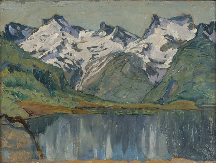 安娜·博伯格 (Anna Boberg)油画-山湖