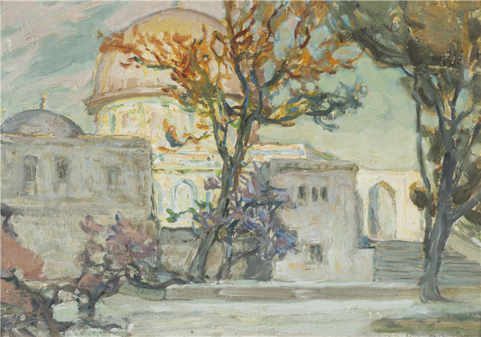 安娜·博伯格 (Anna Boberg)油画-耶路撒冷的景色
