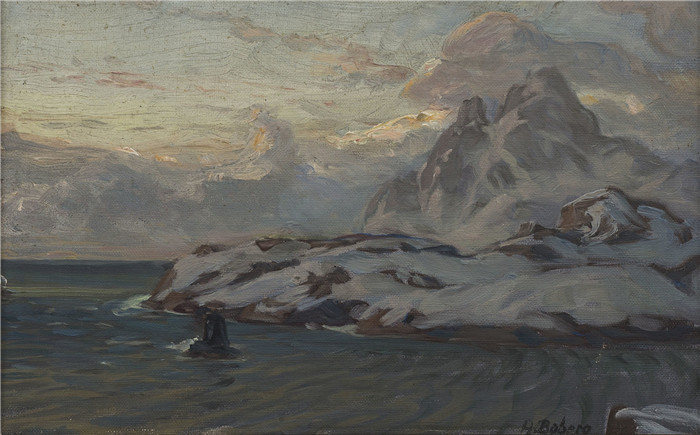 安娜·博伯格 (Anna Boberg)油画-挪威北部风景