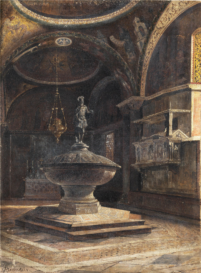 安东尼奥·布兰代斯(Antonietta Brandeis）油画-圣马可洗礼堂