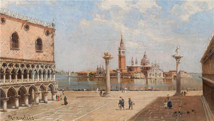 安东尼奥·布兰代斯(Antonietta Brandeis）油画-威尼斯，圣马可广场