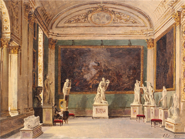 安东尼奥·布兰代斯(Antonietta Brandeis)油画-办公室的尼奥贝大厅视图,1900年