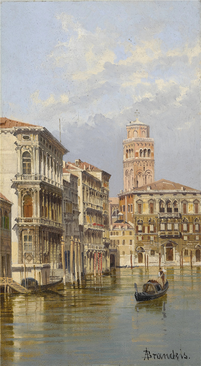安东尼奥·布兰代斯(Antonietta Brandeis）油画-大运河的景色