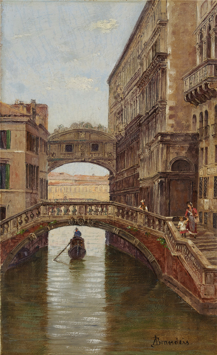 安东尼奥·布兰代斯(Antonietta Brandeis）油画-威尼斯，叹息之桥