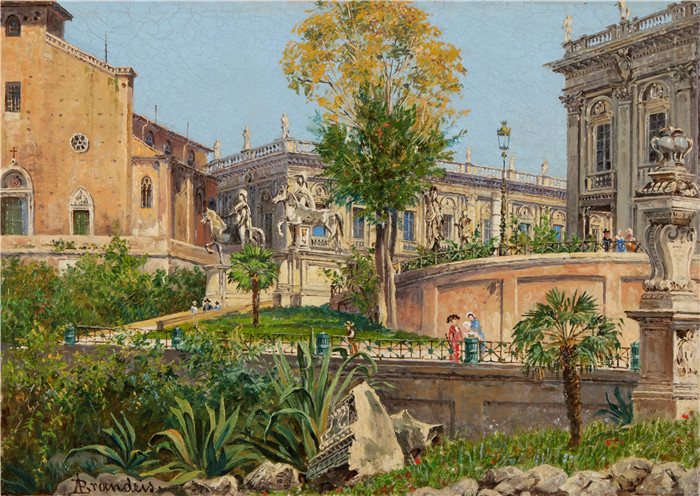 安东尼奥·布兰代斯(Antonietta Brandeis)油画-Piazza del Campidoglia