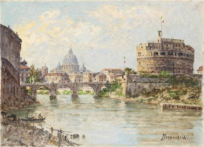 安东尼奥·布兰代斯(Antonietta Brandeis)油画-《罗马之外的圣彼得》