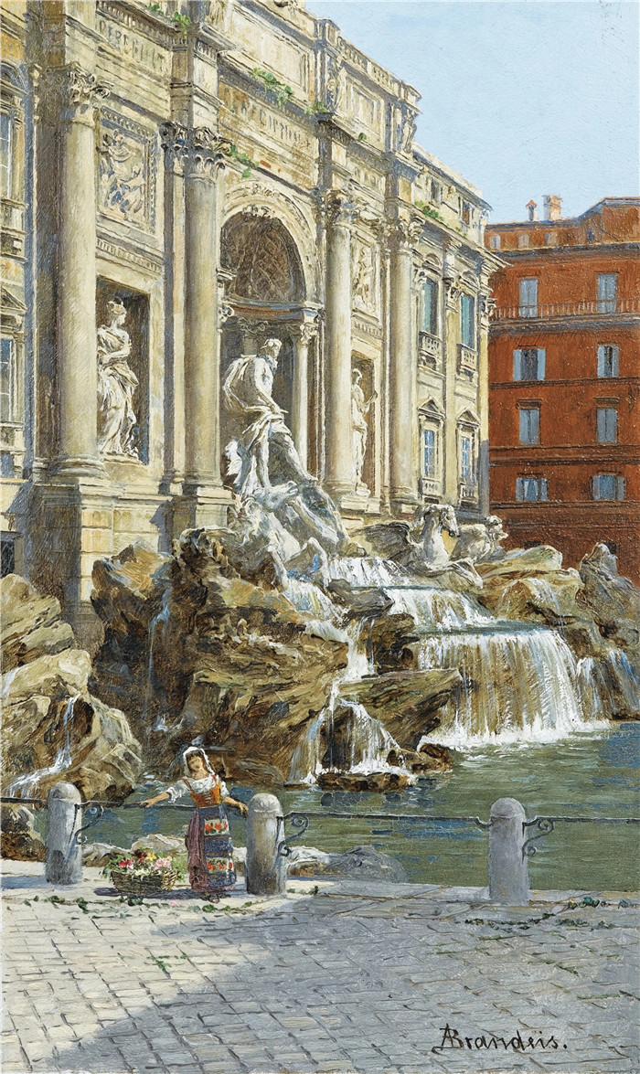 安东尼奥·布兰代斯(Antonietta Brandeis）油画-罗马的特雷维喷泉