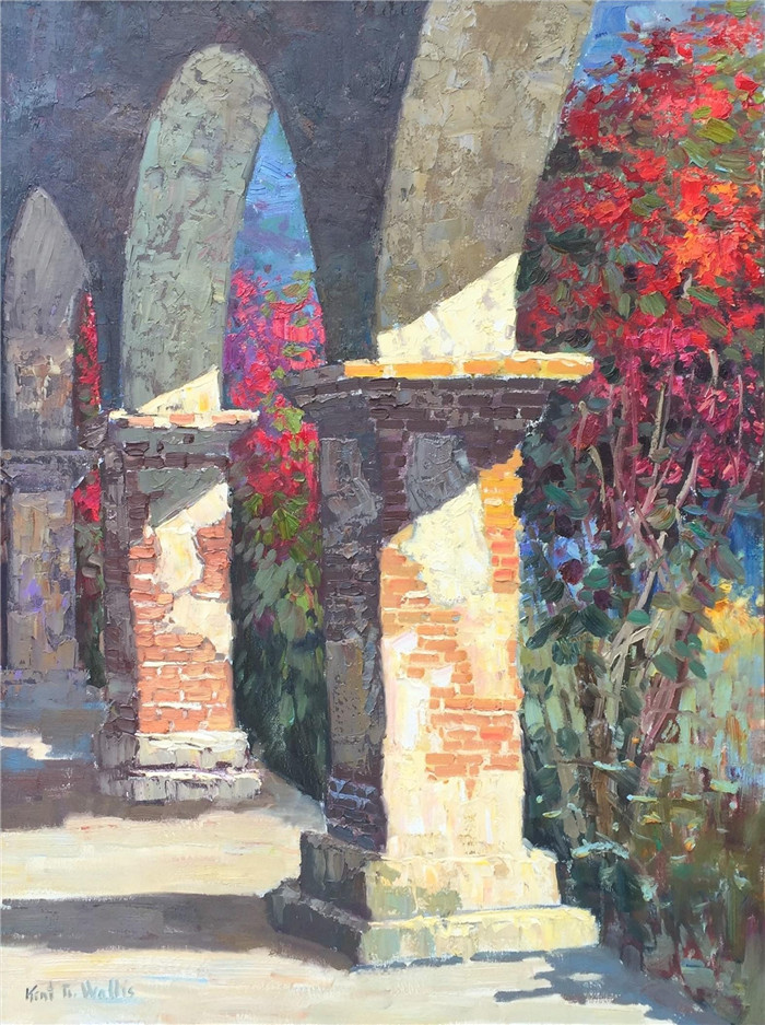 肯特·沃利斯（Kent R Wallis）油画-豪华花园