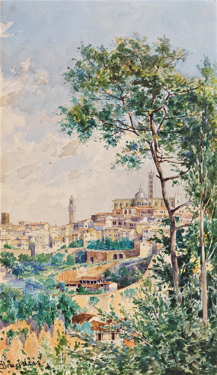 安东尼奥·布兰代斯(Antonietta Brandeis）油画-锡耶纳景观