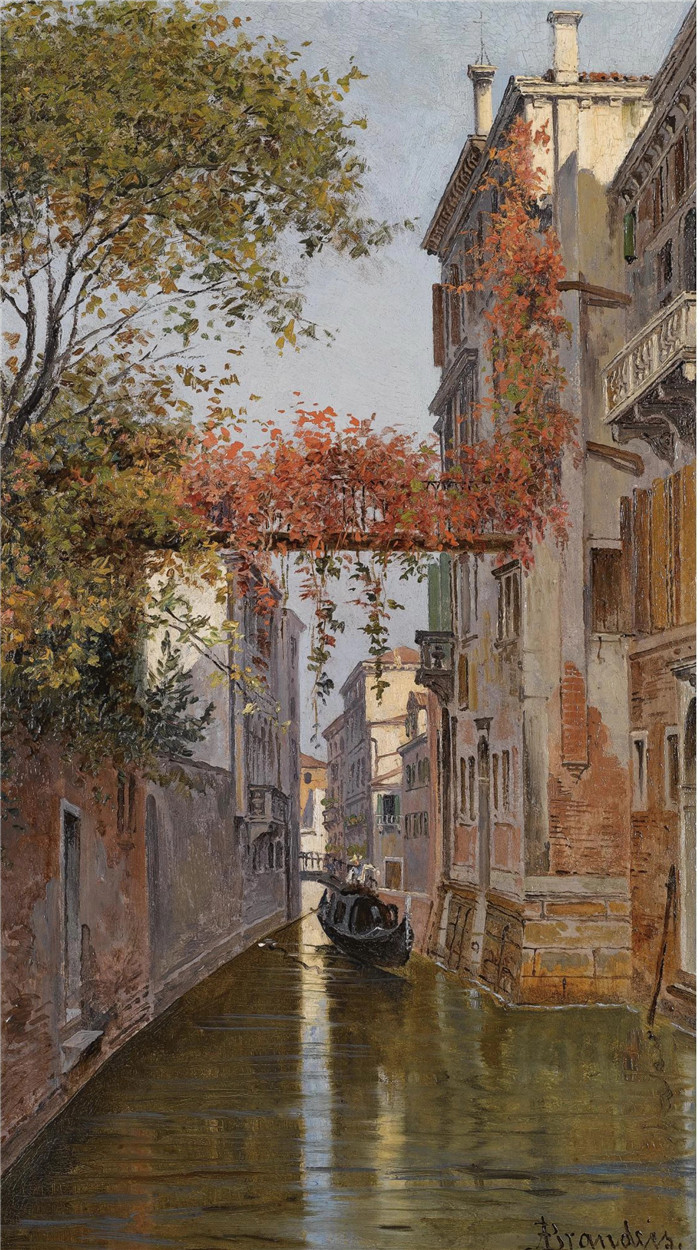 安东尼奥·布兰代斯(Antonietta Brandeis）油画-威尼斯运河