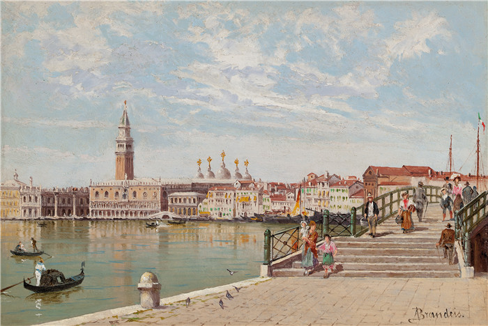 安东尼奥·布兰代斯(Antonietta Brandeis）油画-威尼斯的一座桥