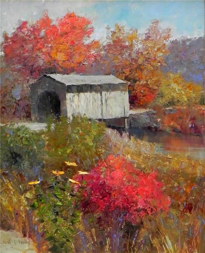 肯特·沃利斯（Kent R Wallis）油画-奎恩海德大桥风景