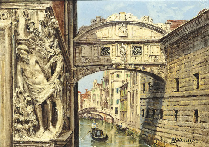 安东尼奥·布兰代斯(Antonietta Brandeis）油画-威尼斯叹息桥