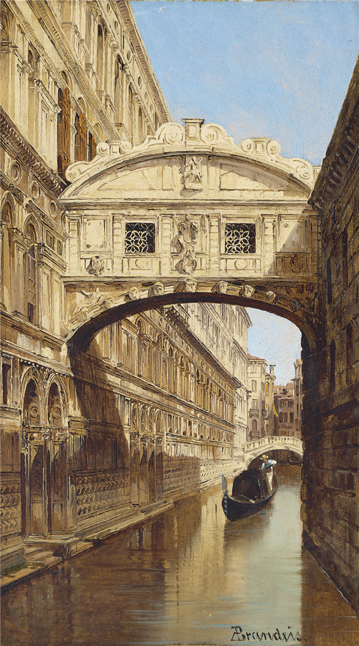 安东尼奥·布兰代斯(Antonietta Brandeis）油画-威尼斯和圣玛丽亚叹息桥