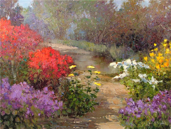 肯特·沃利斯（Kent R Wallis）油画-优雅花园