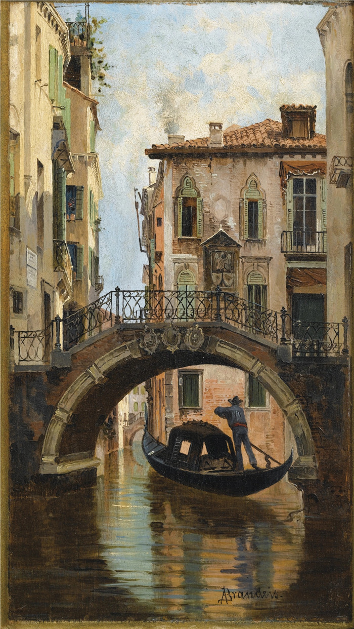 安东尼奥·布兰代斯(Antonietta Brandeis）油画-威尼斯的安佐洛桥