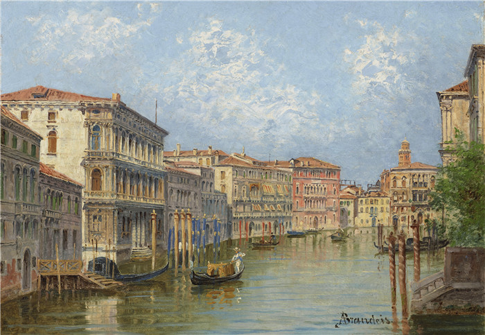 安东尼奥·布兰代斯(Antonietta Brandeis）油画-威尼斯大运河 2