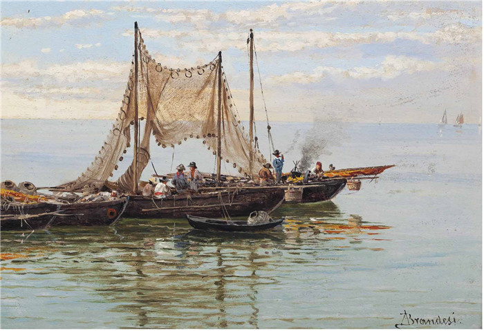 安东尼奥·布兰代斯(Antonietta Brandeis）油画-渔民