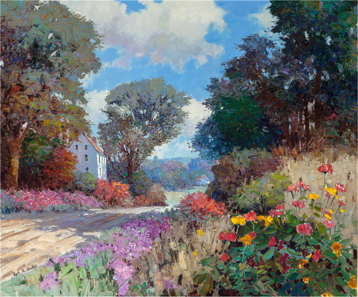 肯特·沃利斯（Kent R Wallis）油画-野花景观