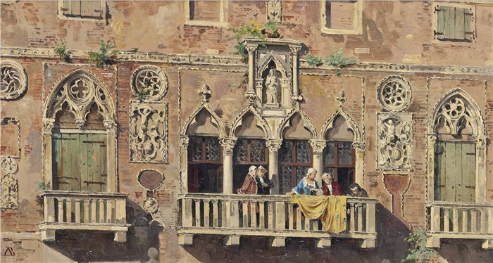 安东尼奥·布兰代斯(Antonietta Brandeis）油画-威尼斯达穆塔宫