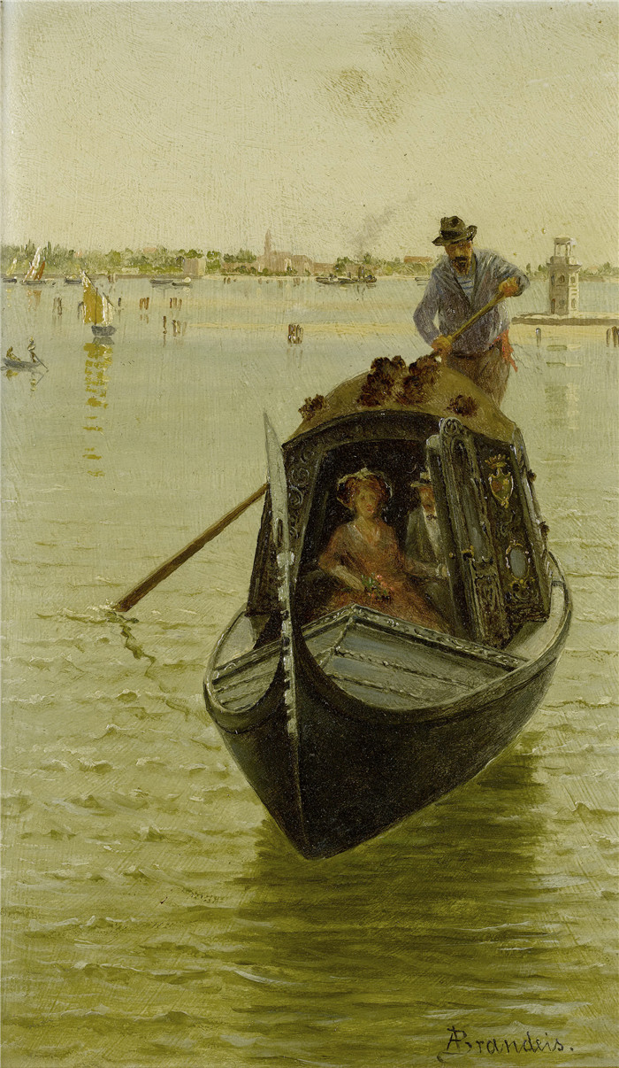 安东尼奥·布兰代斯(Antonietta Brandeis）油画-威尼斯贡多拉