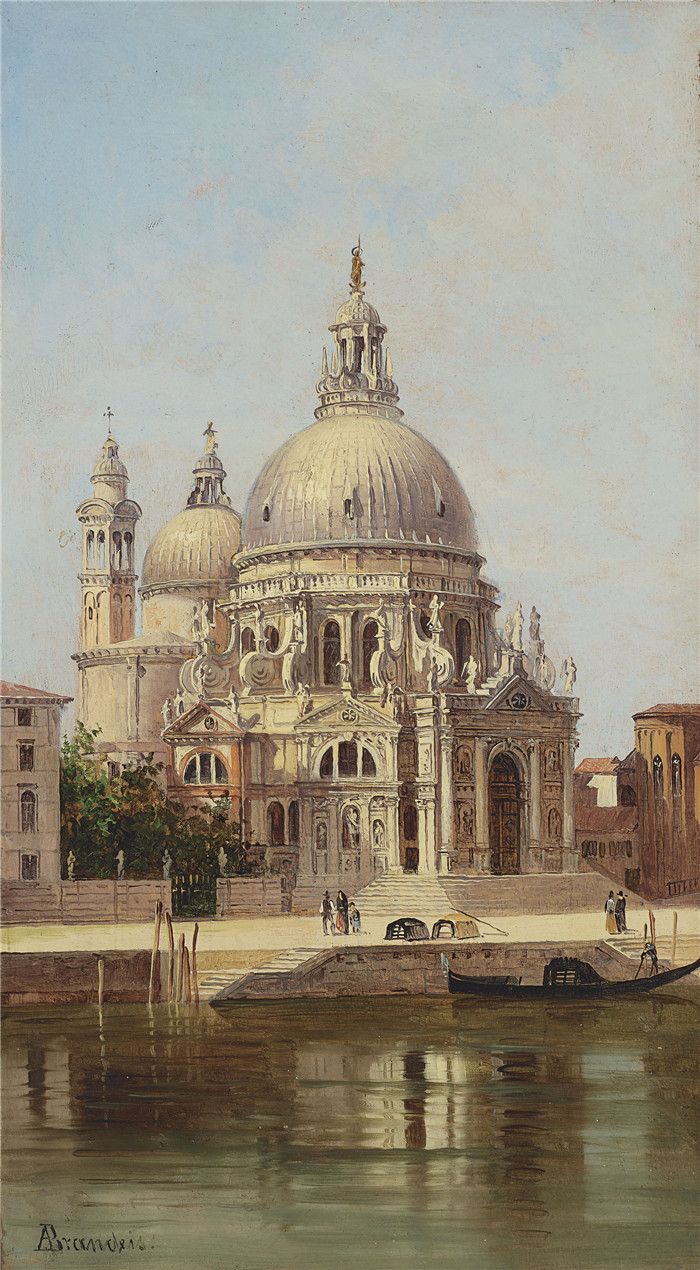 安东尼奥·布兰代斯(Antonietta Brandeis）油画-威尼斯和圣玛利亚叹息桥