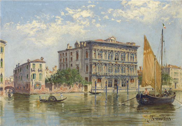 安东尼奥·布兰代斯(Antonietta Brandeis）油画-威尼斯大运河