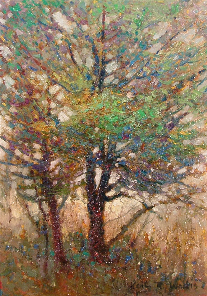 肯特·沃利斯（Kent R Wallis）油画-绿树