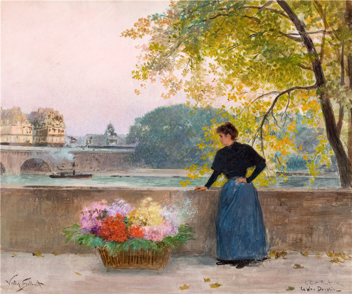 吉尔伯特(Victor Gabriel Gilbert)作品-夜桥（多芬广场），1890