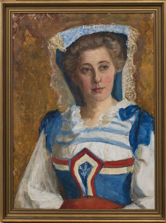 阿格达·霍尔斯特(Agda Holst )作品-olja pa duk, signerad