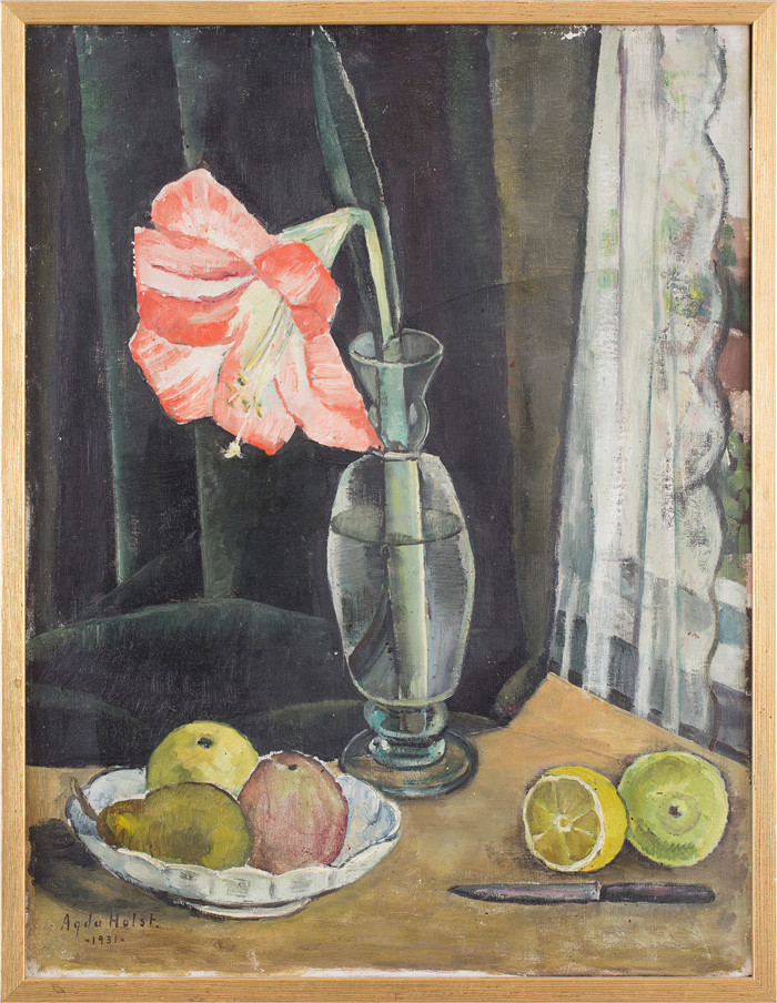 阿格达·霍尔斯特(Agda Holst )作品-olja pa duk, signerad och daterad