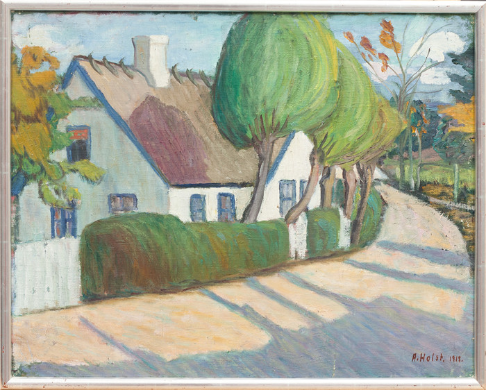 阿格达·霍尔斯特(Agda Holst )作品-olja pa duk, signerad och daterad 1918