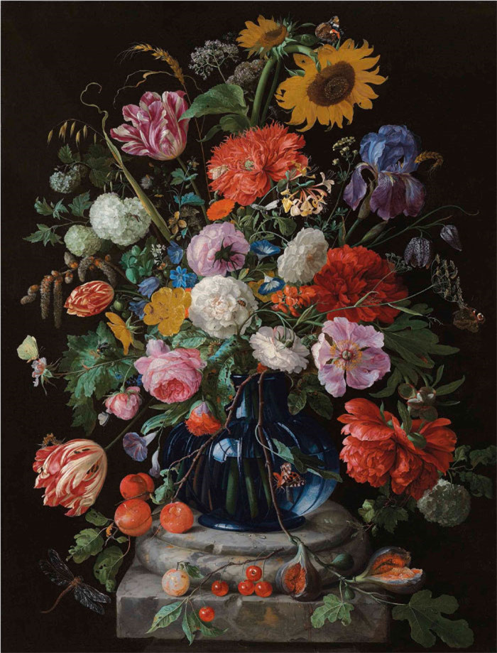 杨·戴维茨·德·希姆(Jan Davidsz. de Heem) 作品-郁金香向日葵鸢尾海葵绣球花 