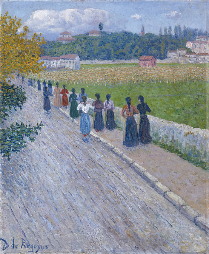 达里奥·雷格尤斯（Dario de Regoyos）油画-工厂出口（1902年） 