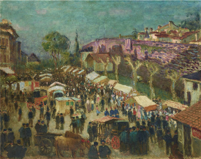 达里奥·雷格尤斯（Dario de Regoyos）油画-在纳瓦拉散步
